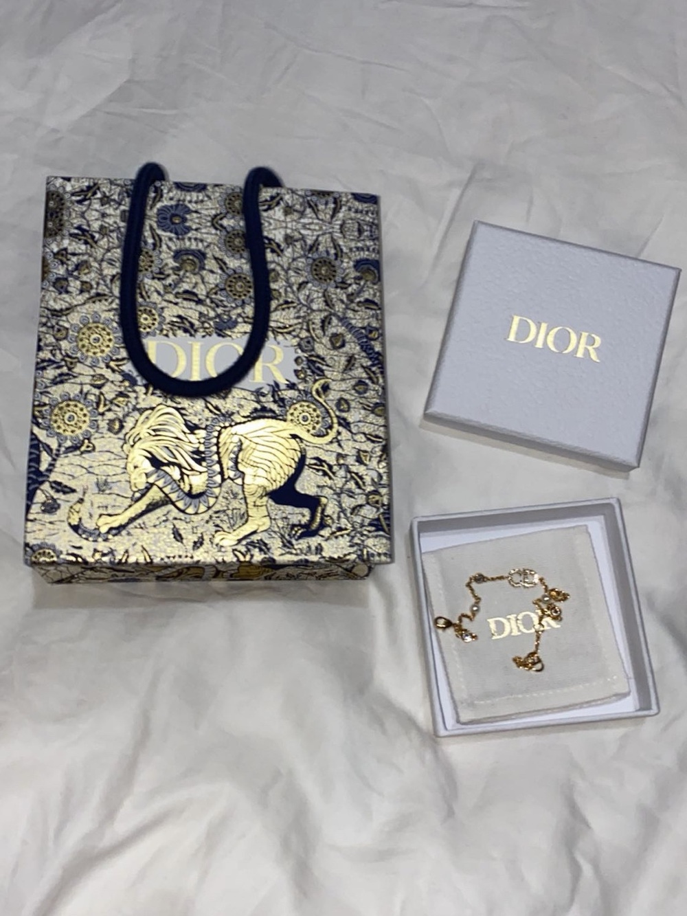DIOR Clair De Lune Gold-Tone Crystal & Pearl Link Bracelet - Picture 3 of 3